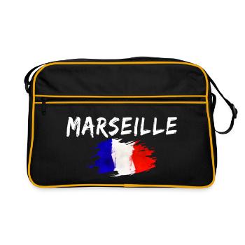 Marseille France Ville Drapeau de Marseille - Sac Retro - noir/or - Devant