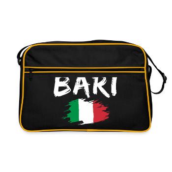 Bari, Italie, Drapeau - Sac Retro - noir/or - Devant