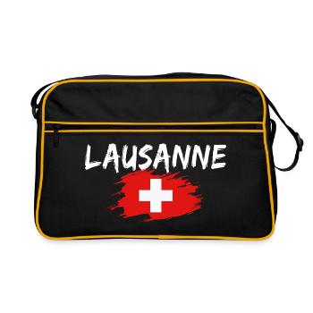 Lausanne Suisse Drapeau - Sac Retro - noir/or - Devant