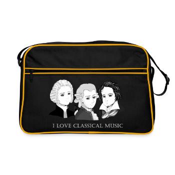 Bach - Mozart - Beethoven: I Love Classical Music - Retro Tasche - Schwarz/Gold - Vorne