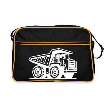 Industrial Mining Truck Silhouette Design - Retro Bag - black/gold - Front