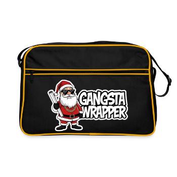 Gangsta Wrapper Santa Weihnachtsdesign - Retro Tasche - Schwarz/Gold - Vorne