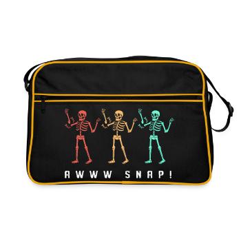 Fracture du bras Fracture osseuse du squelette d’Halloween - Sac Retro - noir/or - Devant