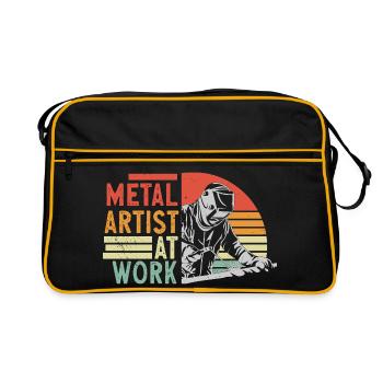 Artiste métal au travail - Sac Retro - noir/or - Devant