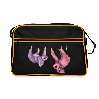 Idée cadeau avec un motif drôle d’animal paresseux - Sac Retro - noir/or - Devant