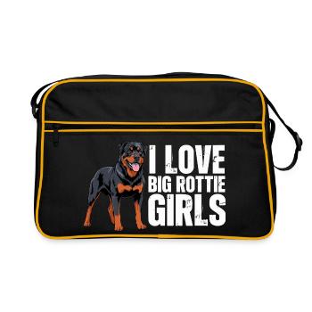 J’adore les grosses filles Rottweiler Rottie - Sac Retro - noir/or - Devant
