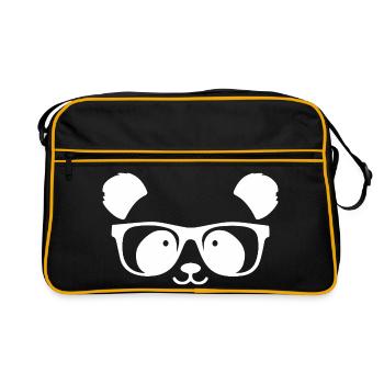 Cute panda with nerd glasses - Retro Bag - black/gold - Front