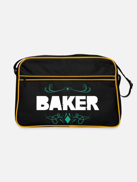 Bäcker Logo mit Jugendstil-Ornament - Retro Tasche - Schwarz/Gold