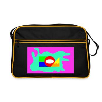 Néon en collage géométrique de blocs de couleur - Sac Retro - noir/or - Devant
