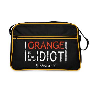 Motif de texte orange dentelé - Sac Retro - noir/or - Devant