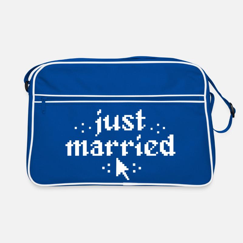 Just Married Pixel Mauszeiger Hochzeitsgeschenk Retro Tasche