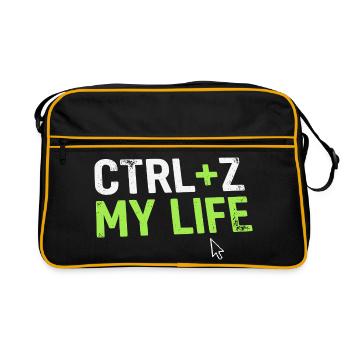 Developer Fun Shirt, CTRL + Z My Life - Retro Bag - black/gold - Front