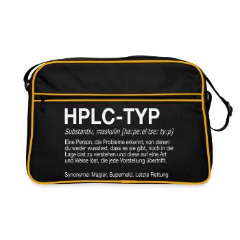 High Performance Liquid Chromatography HPLC Typ - Retro Tasche - Schwarz/Gold - Vorne