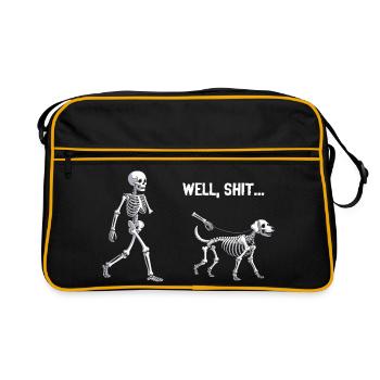 Well Shit Skeleton Lost Dog Walk Halloween - Retro Tasche - Schwarz/Gold - Vorne