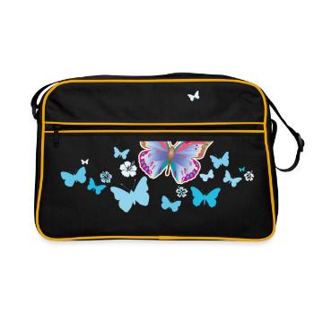 Butterflies Butterflies Insects Spring Summer - Retro Bag - black/gold - Front