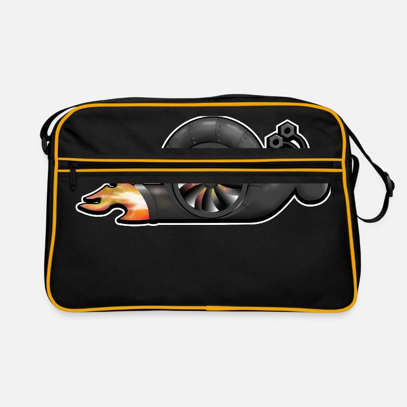 Schnecke mit Turbo Motor und Feuer Retro Tasche