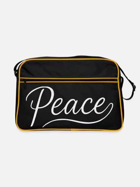 Peace Lettering Cursive Font - Retro Bag - black/gold - Front