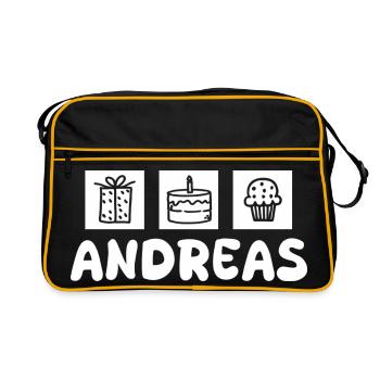 Andreas as a gift - Retro Bag - black/gold - Front