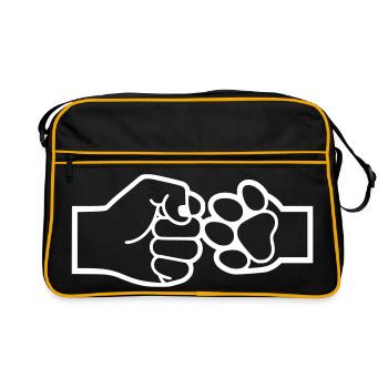 Faust Pfote Check Fistbump - Retro Tasche - Schwarz/Gold - Vorne