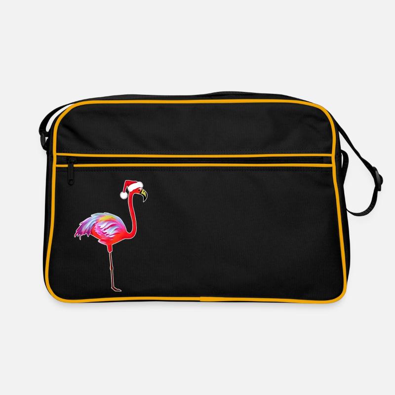 Noch ein Weihnachtsflamingo - Retro Tasche - Schwarz/Gold