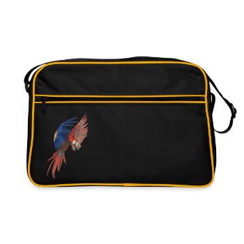 flying macaw parrot macaw - Retro Bag - black/gold - Front