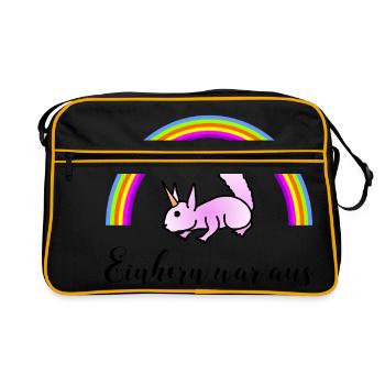 Eichhörnchen Regenbogen - Einhorn war aus - Retro Tasche - Schwarz/Gold - Vorne