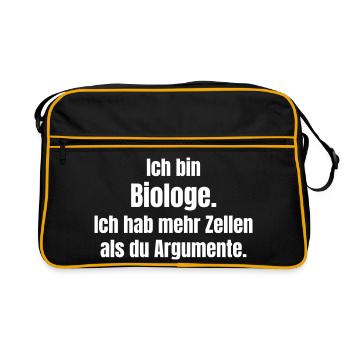 Biologie Spruch Mehr Zellen Argumente - Retro Tasche - Schwarz/Gold - Vorne