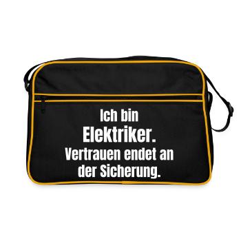 Electrician saying fuse first - Retro Bag - black/gold - Front
