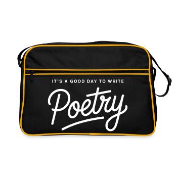 Poetry Script on Black Background - Retro Bag - black/gold - Front