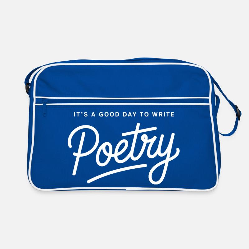 Poetry Script on Black Background Retro Bag