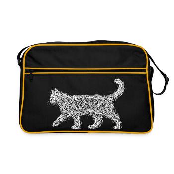 Esquisse abstraite de chat Gribouillé Art minimaliste - Sac Retro - noir/or - Devant