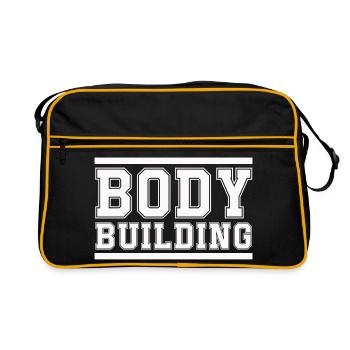 Body Building Bold Schriftzug - Retro Tasche - Schwarz/Gold - Vorne