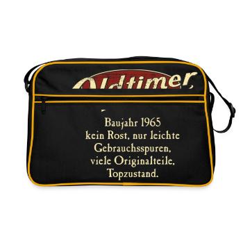 Geburtstag Oldtimer Baujahr 1965 retro usedlook - Retro Tasche - Schwarz/Gold - Vorne