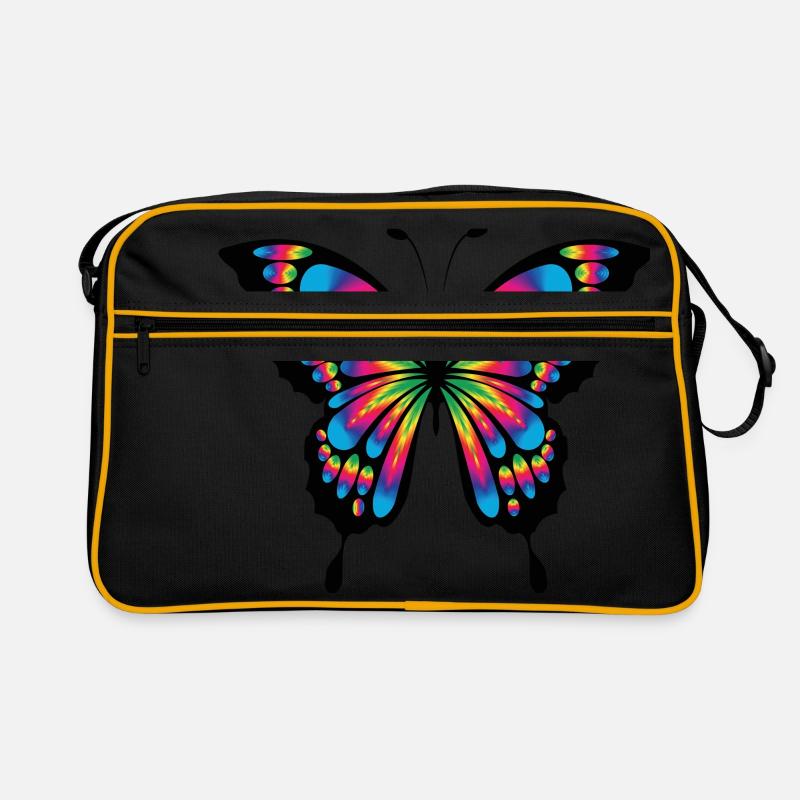 multicolore papillon psychédélique - Sac Retro - noir/or