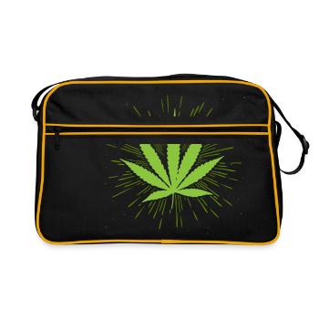 Cannabis Weed Hanf THC CBD 420 Marihuana Pflanze - Retro Tasche - Schwarz/Gold - Vorne