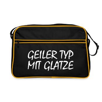 guy with bald head - Retro Bag - black/gold - Front