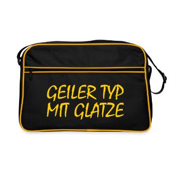 geiler typ mit glatze - Retro Tasche - Schwarz/Gold - Vorne