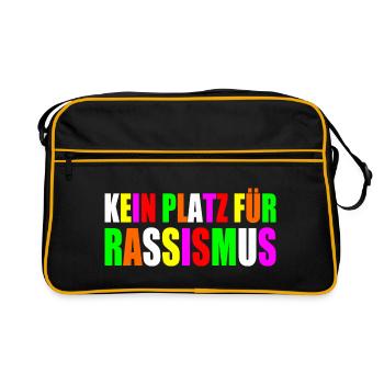 kein platz für Rassismus - Retro Tasche - Schwarz/Gold - Vorne