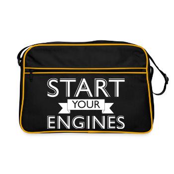Start your Engines - Retro Tasche - Schwarz/Gold - Vorne