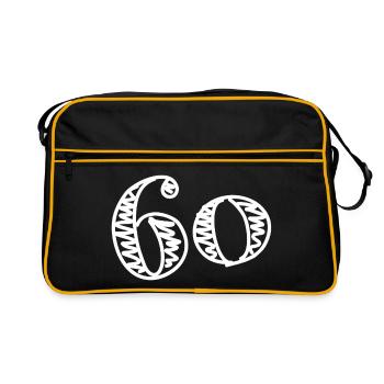 60. 60 ANS. 60e ANNIVERSAIRE. ANNIVERSAIRE 60 ANS. - Sac Retro - noir/or - Devant