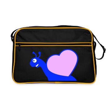 Escargot Coeur Escargot Coquille Mignon Amour Romantique - Sac Retro - noir/or - Devant