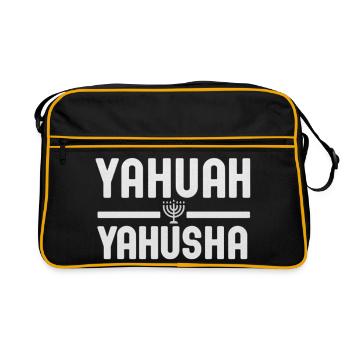 Yahuwah Yahusha Lettering with Menorah - Retro Bag - black/gold - Front