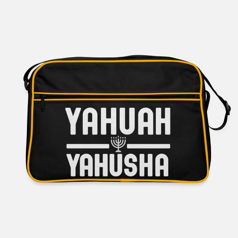Yahuwah Yahusha Lettering with Menorah Retro Bag