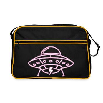 UFO Neon Pink Lightning Party Techno Vector - Retro Bag - black/gold - Front