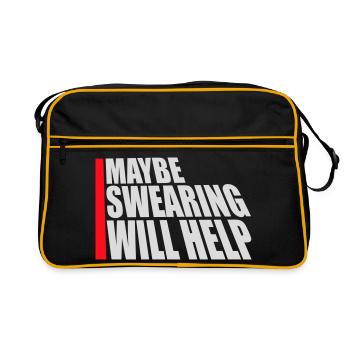 Maybe Swearing Will Help Sarkastisch Spruch Grafik - Retro Tasche - Schwarz/Gold - Vorne