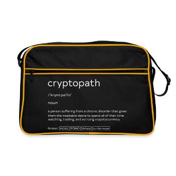 Définition du cryptopathe, Bitcoin Hodl, Bitcoin Crypto - Sac Retro - noir/or - Devant