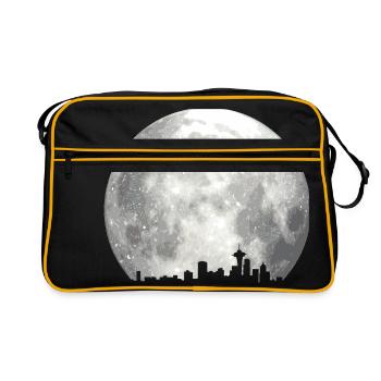 full moon skyline - Retro Tasche - Schwarz/Gold - Vorne