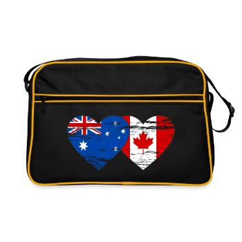 Australie Canada drapeau coeur utilisé - Sac Retro - noir/or - Devant