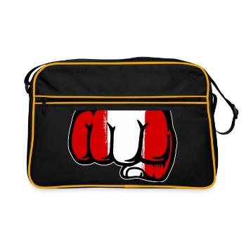 Pérou drapeau poing main - Sac Retro - noir/or - Devant