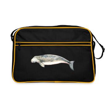 Dugong - Seekuh - Seekuh. vache marine - Retro Tasche - Schwarz/Gold - Vorne
